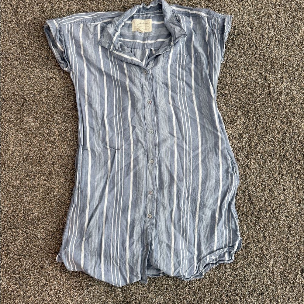 Evy's Tree Blue and White Striped Shirt Dress